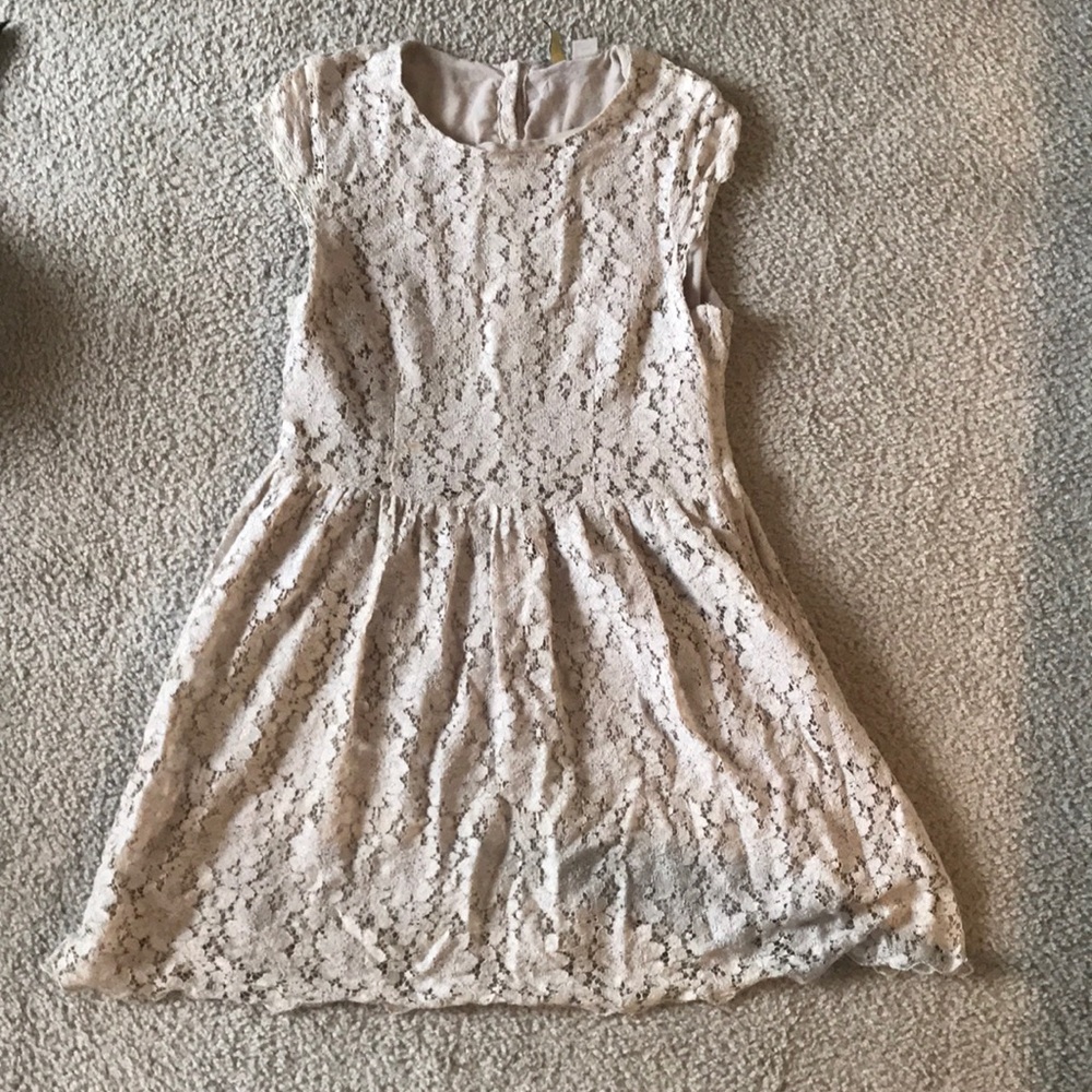 Nude Lacey Button Up Dress